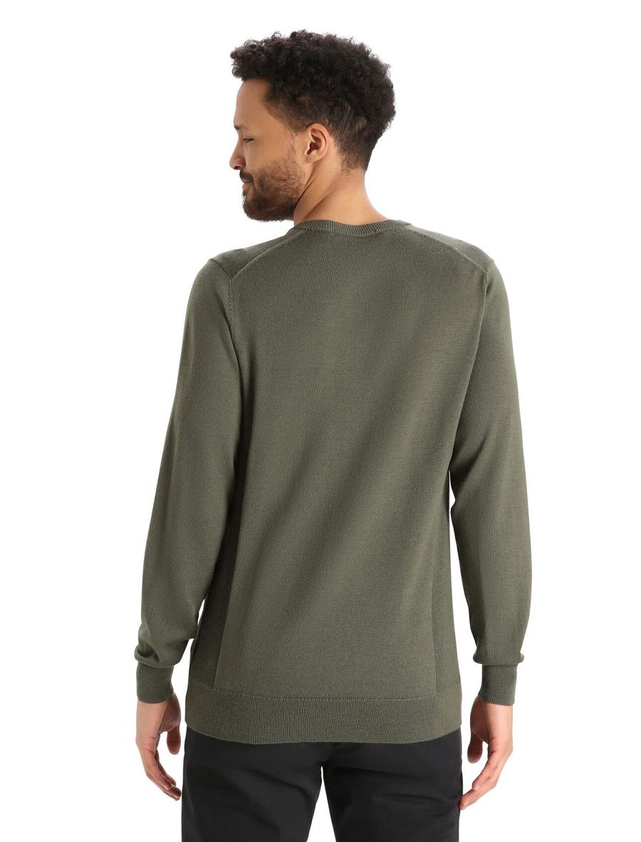 Men's Icebreaker Merino Shearer V Neck Sweaters Loden | CA 1727TCEV